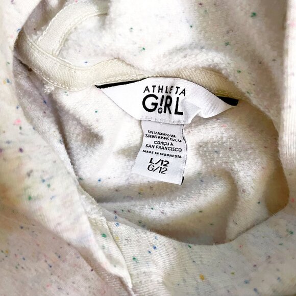 Athleta Girl In Your Element Textured Hoodie in Oatmeal Speckled, Size 12 - Picture 3 of 4